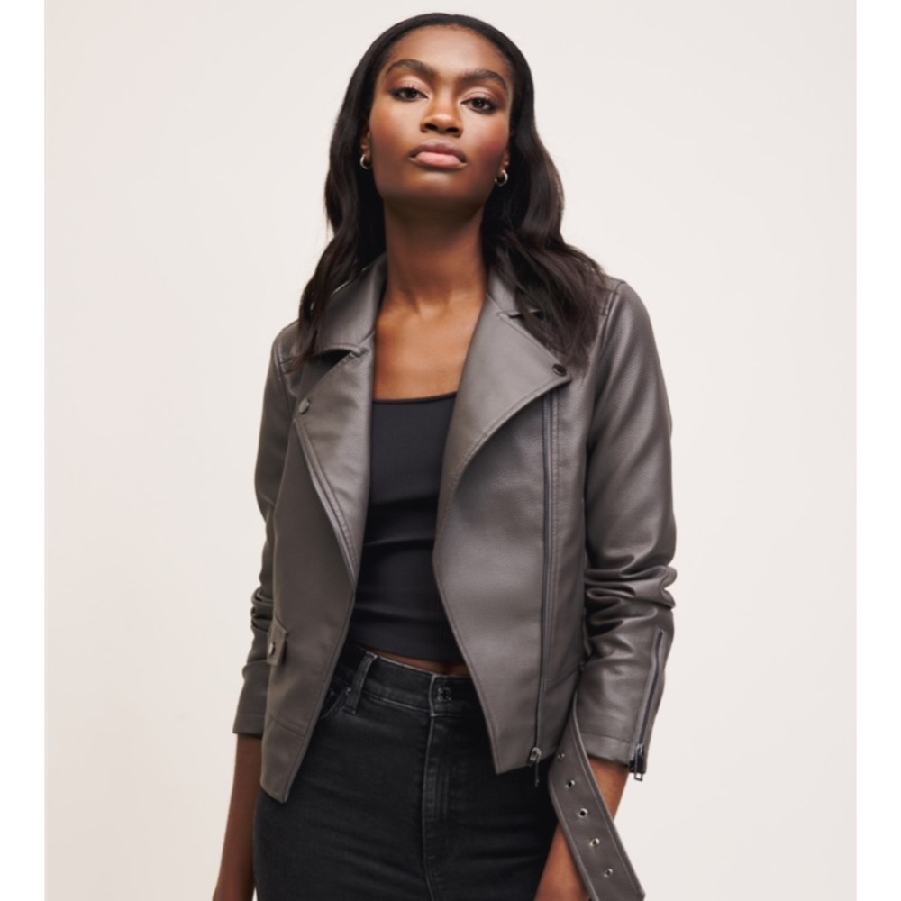 Dynamite belted faux leather jacket